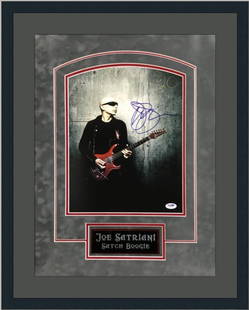 Joe Satriani Signed Custom Framed Photo 23 x 29 PSA/DNA Certified: Joe Satriani Signed Custom Framed Photo 23 x 29 PSA/DNA Certified This stunning custom framed photograph features the signature of renowned guitarist Joe Satriani. Measuring 23" x 29" overall, the pho