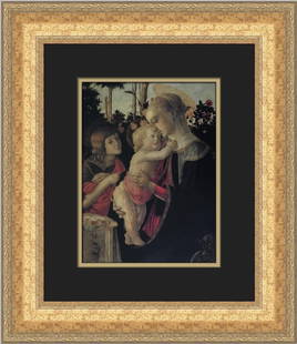Botticelli The Virgin and Child Framed Print 18 x 16 in 1982: Botticelli The Virgin and Child Framed Print 18 x 16 in 1982 Celebrate classic art with this custom framed print of Botticelli's 'The Virgin and Child with John The Baptist'. This medium-sized piece f