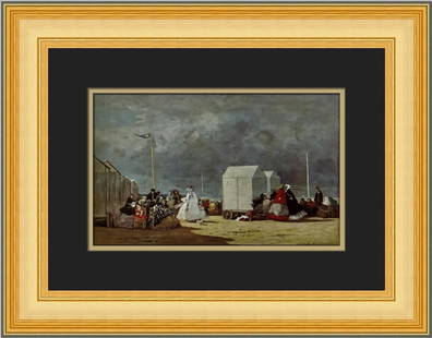 Eugene Boudin Approaching Storm Custom Framed Print 15 x 19 Impressionism: Eugene Boudin Approaching Storm Custom Framed Print 15 x 19 Impressionism This exquisite custom framed print titled "Approaching Storm" captures the remarkable impressionist style of artist Eugene Bou