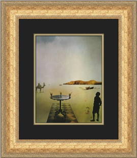 Salvador Dali Sun Table Custom Framed Surrealism Print 19 x 17: Salvador Dali Sun Table Custom Framed Surrealism Print 19 x 17 This stunning custom framed print of Salvador Dali's "Sun Table" is a captivating piece of surrealism art, produced in 1983. The artwork
