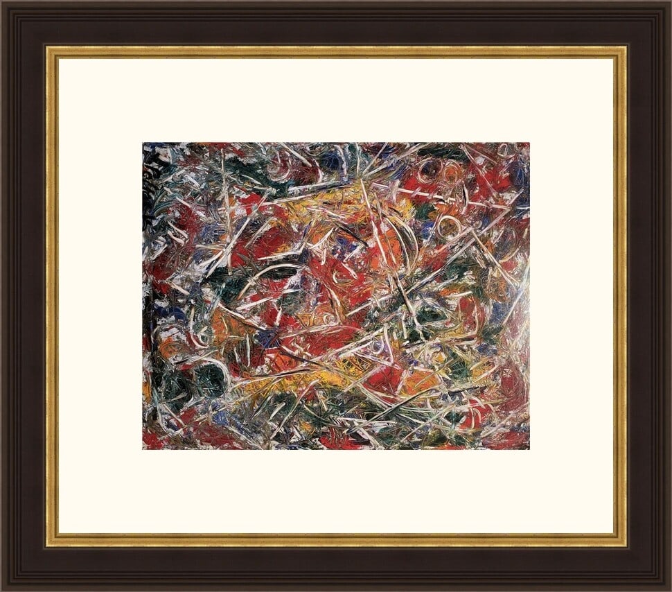 Jackson Pollock Croaking Movement Custom Framed Offset Lithograph 19 x 21: Jackson Pollock Croaking Movement Custom Framed Offset Lithograph 19 x 21 This stunning artwork features a reproduction of Jackson Pollock's "Croaking Movement," beautifully custom framed to enhance i