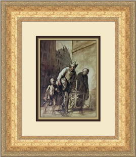 Honore Daumier The Mountebanks Custom Framed Print 17 x 15: Honore Daumier The Mountebanks Custom Framed Print 17 x 15 Experience the artistry of Honore Daumier with this custom framed print titled 'The Mountebanks.' This medium-sized piece, measuring 15 in. w
