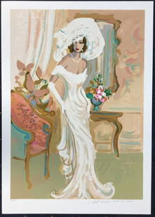 Isaac Maimon Candide Limited Edition Serigraph Print 25 x 18 Unframed: Isaac Maimon Candide Limited Edition Serigraph Print 25 x 18 Unframed This striking serigraph print titled 'Candide' by artist Isaac Maimon is a limited edition piece, pencil signed and numbered 56 of