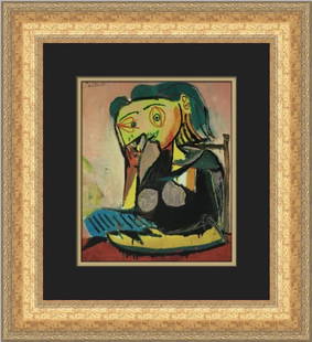 Pablo Picasso Portrait of Lee Miller Custom Framed Art Print 18 x 16: Pablo Picasso Portrait of Lee Miller Custom Framed Art Print 18 x 16 This custom framed print features Pablo Picasso's captivating work titled "Portrait of Lee Miller." The print, produced in 1996, sh