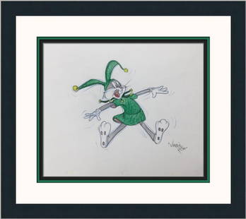 Virgil Ross Signed Bugs Bunny Jester Model Sheet Custom Framed 16 x 18: Virgil Ross Signed Bugs Bunny Jester Model Sheet Custom Framed 16 x 18 This is an original signed model sheet drawing of Bugs Bunny as a Court Jester, created by renowned animator Virgil Ross. Produce