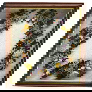 Victorian Shadow Box Floral Wreath Antique C1890 Wooden Art: Victorian Shadow Box Floral Wreath Antique C1890 Wooden Art Discover a beautifully crafted Antique Victorian Shadow Box with Floral Wreath, dating back to circa 1890. This exquisite piece features a m
