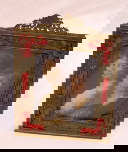 Antique 1900s French Bronze Enamel Picture Frame: Antique 1900s French Bronze Enamel Picture Frame This exquisite French picture frame from the 1900s showcases remarkable craftsmanship with its bronze construction and stunning enamel detailing. The f