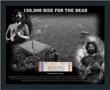 Grateful Dead 1977 Unused Concert Ticket Custom Framed 22 x 26: Grateful Dead 1977 Unused Concert Ticket Custom Framed 22 x 26 Celebrate the iconic Grateful Dead with this original unused concert ticket from their legendary performance in Englishtown, New Jersey o