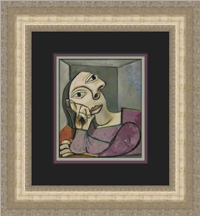 Pablo Picasso Portrait of a Woman Custom Framed Print 17x15: Pablo Picasso Portrait of a Woman Custom Framed Print 17x15 This stunning custom framed print titled "Portrait of a Woman Leaning on One Elbow" showcases the artistic mastery of Pablo Picasso. Created