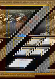 The Beatles Signed Custom Framed Display 30 x 46 Beckett JSA Frank Caiazzo: The Beatles Signed Custom Framed Display 30 x 46 Beckett JSA Frank Caiazzo This extraordinary custom framed display features authentic signatures from all four members of The Beatles: John Lennon, Pau