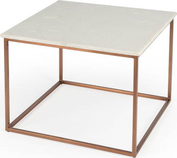 Elegant Marble Top Coffee Table with Bronze Metal Frame 18H 24W 24D: Elegant Marble Top Coffee Table with Bronze Metal Frame 18H 24W 24D This sleek minimalist coffee table combines the elegance of a marble top with the modern appeal of a bronze metal frame. Designed wi