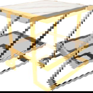 Sagebrook Modern Glam Marble Gold Side Table 24x24x24: Sagebrook Modern Glam Marble Gold Side Table 24x24x24 Elevate your space with this Luxurious Marble & Gold Side Table, a stunning addition to your modern glam decor. This elegantly designed table feat