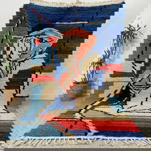Picasso Inspired Handmade knoted Rug 69" x 138" Natural Wool: Picasso Inspired Handmade knoted Rug 69" x 138" Natural Wool PLEASE NOTE: Framed Large or heavy items do not have shipping costs included. The exact shipping cost will be added to your invoice post au