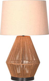 Coastal Style Rattan Table Lamp with Fabric Shade Margot Collection: Coastal Style Rattan Table Lamp with Fabric Shade Margot Collection Illuminate your space with this stylish rattan table lamp, featuring a fabric shade that adds a touch of elegance. Standing at a hei