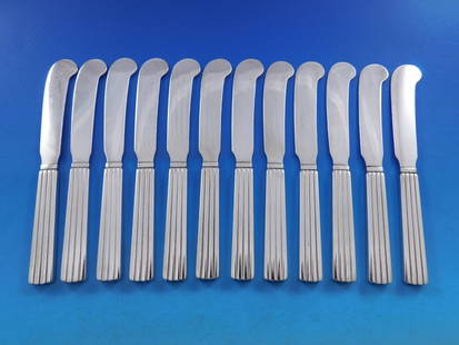 Georg Jensen Bernadotte Sterling Silver Butter Spreader Set of 12 6 Inch: Georg Jensen Bernadotte Sterling Silver Butter Spreader Set of 12 6 Inch This exquisite set of 12 butter spreaders features the elegant Bernadotte pattern by Georg Jensen. Each spreader is crafted fro