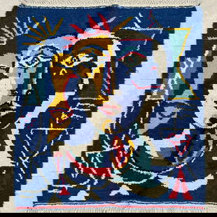 Picasso Inspired Handmade knoted Rug 128" x 256" Natural Wool: Picasso Inspired Handmade knoted Rug 128" x 256" Natural Wool PLEASE NOTE: Framed Large or heavy items do not have shipping costs included. The exact shipping cost will be added to your invoice post a