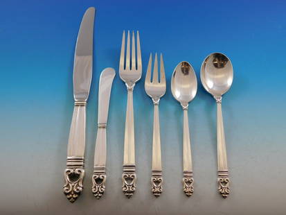 Royal Danish Sterling Silver Flatware Set for 24 by International Silver 164 pcs: Royal Danish Sterling Silver Flatware Set for 24 by International Silver 164 pcs Elevate your dining experience with this magnificent Royal Danish by International Sterling Silver Flatware Set, compos