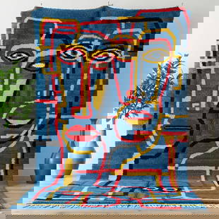 Picasso Inspired Handmade knoted Rug 128" x 256" Natural Wool: Picasso Inspired Handmade knoted Rug 128" x 256" Natural Wool PLEASE NOTE: Framed Large or heavy items do not have shipping costs included. The exact shipping cost will be added to your invoice post a