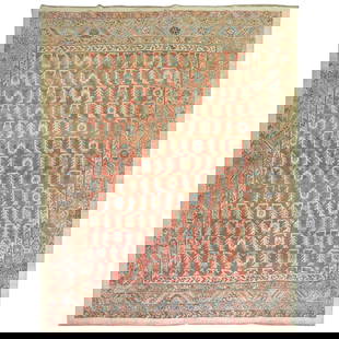 Antique Persian Bakshaish Tribal Rug Wool Hand-Woven Orange Blue 93 x 116 in: Antique Persian Bakshaish Tribal Rug Wool Hand-Woven Orange Blue 93 x 116 in This exquisite Antique Persian Bakshaish Rug showcases a captivating spiraling all-over design set against a vibrant orange