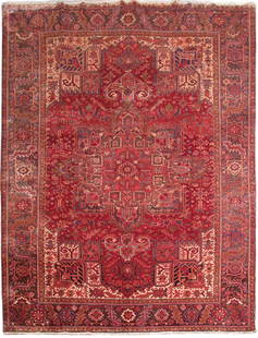 Authentic Persian Heriz Hand-knotted Area Rug 10' x 13'3": Authentic Persian Heriz Hand-knotted Area Rug 10' x 13'3" Discover the timeless beauty of this authentic Persian traditional design hand-knotted Heriz rug, measuring 10' x 13' 3". Handcrafted by skill