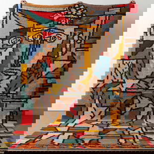 Picasso Inspired Handmade knoted Rug 128" x 256" Natural Wool: Picasso Inspired Handmade knoted Rug 128" x 256" Natural Wool PLEASE NOTE: Framed Large or heavy items do not have shipping costs included. The exact shipping cost will be added to your invoice post a