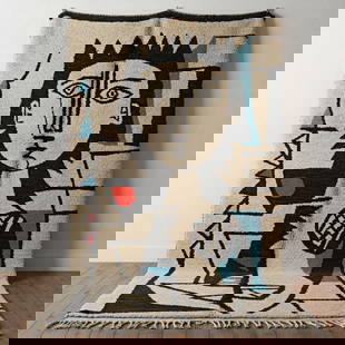 Picasso Inspired Handmade knoted Rug 69" x 138" Natural Wool: Picasso Inspired Handmade knoted Rug 69" x 138" Natural Wool PLEASE NOTE: Framed Large or heavy items do not have shipping costs included. The exact shipping cost will be added to your invoice post au