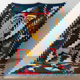 Picasso Inspired Handmade knoted Rug 118" x 236" Natural Wool: Picasso Inspired Handmade knoted Rug 118" x 236" Natural Wool PLEASE NOTE: Framed Large or heavy items do not have shipping costs included. The exact shipping cost will be added to your invoice post a