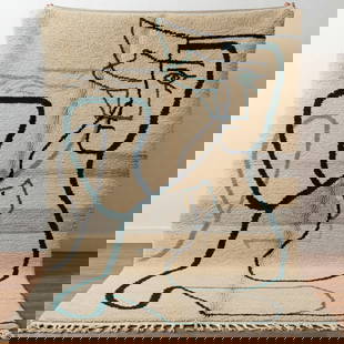 Picasso Inspired Handmade knoted Rug 108" x 217" Natural Wool: Picasso Inspired Handmade knoted Rug 108" x 217" Natural Wool PLEASE NOTE: Framed Large or heavy items do not have shipping costs included. The exact shipping cost will be added to your invoice post a