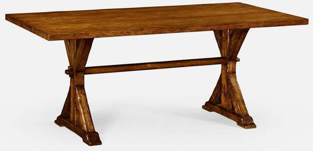Rustic Walnut Rectangular Dining Table by Jonathan Charles: Rustic Walnut Rectangular Dining Table by Jonathan Charles This stunning rectangular dining table by Jonathan Charles combines rustic charm with modern functionality. Crafted from solid walnut, it fea
