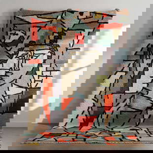 Picasso Inspired Handmade knoted Rug 138" x 276" Natural Wool: Picasso Inspired Handmade knoted Rug 138" x 276" Natural Wool PLEASE NOTE: Framed Large or heavy items do not have shipping costs included. The exact shipping cost will be added to your invoice post a