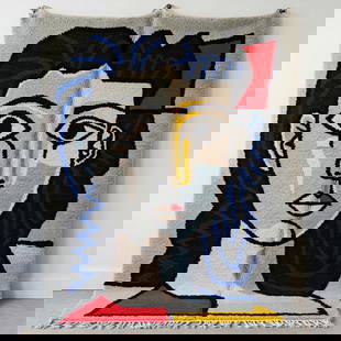 Picasso Inspired Handmade knoted Rug 39" x 79" Natural Wool: Picasso Inspired Handmade knoted Rug 39" x 79" Natural Wool PLEASE NOTE: Framed Large or heavy items do not have shipping costs included. The exact shipping cost will be added to your invoice post auc