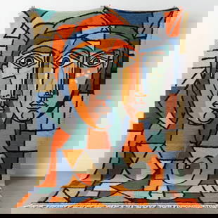 Picasso Inspired Handmade knoted Rug 89" x 177" Natural Wool: Picasso Inspired Handmade knoted Rug 89" x 177" Natural Wool PLEASE NOTE: Framed Large or heavy items do not have shipping costs included. The exact shipping cost will be added to your invoice post au