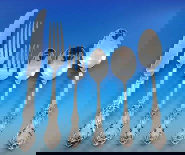 Victorian Wild Rose 79pc Sterling Silver Flatware Set by International Silver: Victorian Wild Rose 79pc Sterling Silver Flatware Set by International Silver Enhance your dining experience with the Wild Rose Flatware Set from International Sterling. This exquisite Victorian-style