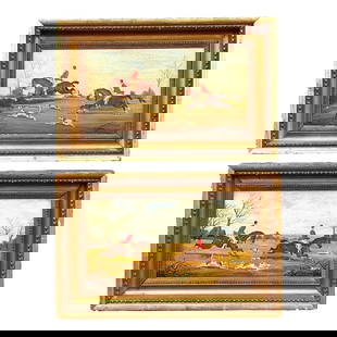 Vintage Regency Pair of Oil Paintings The Hunt Equestrian Art: Vintage Regency Pair of Oil Paintings The Hunt Equestrian Art Experience the excitement of the hunt with this exquisite pair of original Regency-style oil paintings titled "The Hunt." Each artwork viv