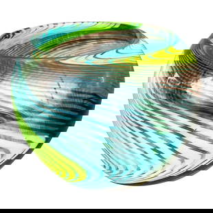 Vintage Boho Aqua Art Glass Bowl Inspired by Murano: Vintage Boho Aqua Art Glass Bowl Inspired by Murano This vintage Boho art glass bowl showcases exquisite craftsmanship inspired by Murano traditions. With its vibrant aqua color and intricate patterns