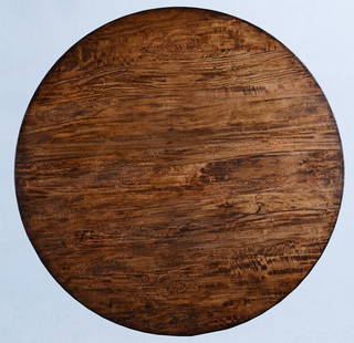 Rustic Pecan Top Round Table with Center Finial Pedestal: Rustic Pecan Top Round Table with Center Finial Pedestal This exquisite Rustic Pecan Top Round Table features an ornate pedestal base, perfect for enhancing your dining or living space. Crafted in a v