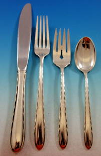 Towle Silver Flutes Sterling Silver Flatware Set for 12 - 58 Pieces: Towle Silver Flutes Sterling Silver Flatware Set for 12 - 58 Pieces Elevate your dining experience with this exquisite Silver Flutes Sterling Silver Flatware Set by Towle, designed to serve 12 guests.