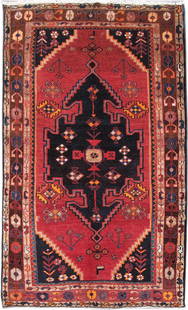 Handcrafted 4.6 x 7.6 Red Persian Zanjan Area Rug from Iran: Handcrafted 4.6 x 7.6 Red Persian Zanjan Area Rug from Iran Elevate your living space with this stunning 4.6 x 7.6 Red Persian Zanjan Rug, meticulously handcrafted by skilled Persian artisans. Featuri