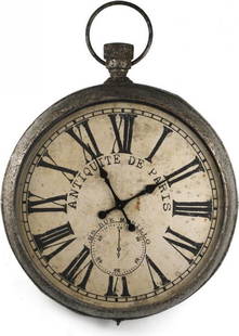 Zentique Antique Style Iron Wall Clock 45x33 Oyster Gray: Zentique Antique Style Iron Wall Clock 45x33 Oyster Gray Enhance your interior with this exquisite Traditional Iron Wall Clock, designed in a charming antique style. The clock features a sophisticated