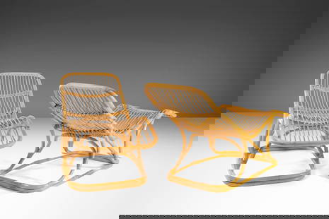 Rare Tito Agnoli Rattan Lounge Chairs Set for Pierantonio Bonacina Italy 1963: Rare Tito Agnoli Rattan Lounge Chairs Set for Pierantonio Bonacina Italy 1963 Discover this rare set of two rattan lounge chairs, attributed to the renowned Italian designer Tito Agnoli for Pierantoni
