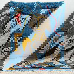 Picasso Inspired Handmade knoted Rug 79" x 157" Natural Wool: Picasso Inspired Handmade knoted Rug 79" x 157" Natural Wool PLEASE NOTE: Framed Large or heavy items do not have shipping costs included. The exact shipping cost will be added to your invoice post au