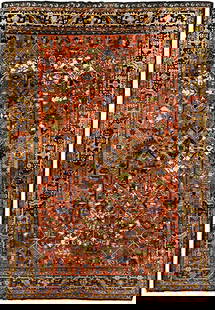 Handcrafted Antique Persian Rug 8'4" x 11'4" Elegant Design: Handcrafted Antique Persian Rug 8'4" x 11'4" Elegant Design Enhance your space with this exquisite 8' 4" x 11' 4" Antique Hooked Persian Rug, meticulously handcrafted by skilled Persian artisans. Feat