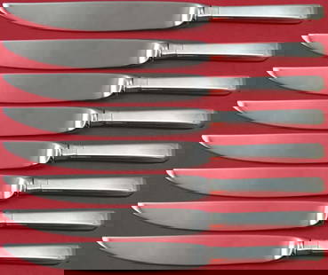 Towle Craftsman Sterling Silver 8pc Steak Knife Set Non-Serrated: Towle Craftsman Sterling Silver 8pc Steak Knife Set Non-Serrated This exquisite 8-piece steak knife set showcases the elegant Craftsman pattern by Towle, crafted from high-quality sterling silver. Eac