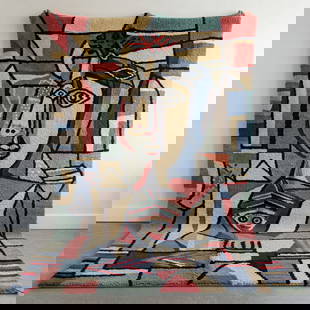 Picasso Inspired Handmade knoted Rug 69" x 138" Natural Wool: Picasso Inspired Handmade knoted Rug 69" x 138" Natural Wool PLEASE NOTE: Framed Large or heavy items do not have shipping costs included. The exact shipping cost will be added to your invoice post au