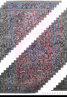6.5 x 9.8 Red Antique Persian Heriz Area Rug Hand-Knotted Iran: 6.5 x 9.8 Red Antique Persian Heriz Area Rug Hand-Knotted Iran Enhance your living space with the exquisite 6.5 x 9.8 Red Antique Persian Heriz Rug, a stunning testament to Persian craftsmanship. This