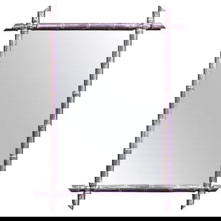 Antique Early 20th Century French Silver Painted Faux Bamboo Mirror: Antique Early 20th Century French Silver Painted Faux Bamboo Mirror Enhance your space with this exquisite Early 20th Century French Hand Carved Silver Painted Faux Bamboo Wall Mirror. Crafted in Fran