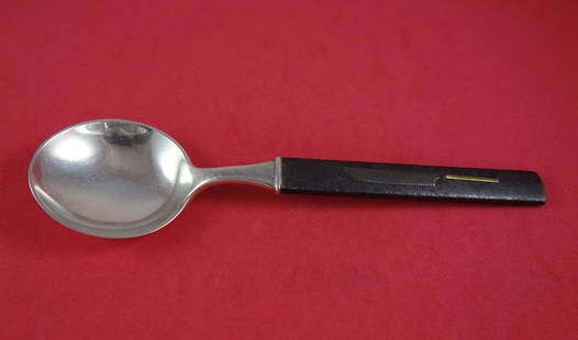 Tiffany & Co Kozuka Soup Spoon Sterling Silver Bronze Handle 7 1/4": Tiffany & Co Kozuka Soup Spoon Sterling Silver Bronze Handle 7 1/4" This exquisite Kozuka soup spoon by Tiffany & Co. features a unique bronze gilt handle paired with a custom sterling silver bowl, id