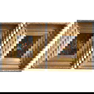 Exquisite 19th Century Flemish Oil Paintings on Copper Set of 2 Gilt Frames: Exquisite 19th Century Flemish Oil Paintings on Copper Set of 2 Gilt Frames This exquisite pair of 19th Century Flemish oil paintings on copper, crafted circa 1860, features enchanting tavern scenes d