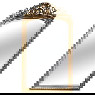 Antique 19th Century French Louis XV Giltwood Beveled Mirror: Antique 19th Century French Louis XV Giltwood Beveled Mirror This exquisite 19th Century French Louis XV Arched and Carved Giltwood Beveled Wall Mirror is a stunning decorative piece that will enhance