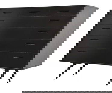 Edward Wormley Dunbar Black Mahogany Dresser 46 x 20 x 37.5: Edward Wormley Dunbar Black Mahogany Dresser 46 x 20 x 37.5 Elevate your space with this stunning mid-century modern dresser chest designed by Edward Wormley for Dunbar. This seven-drawer dresser feat